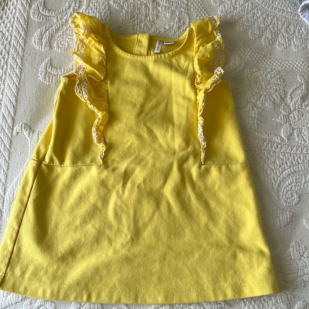 Janie & Jack yellow eyelet trim dress